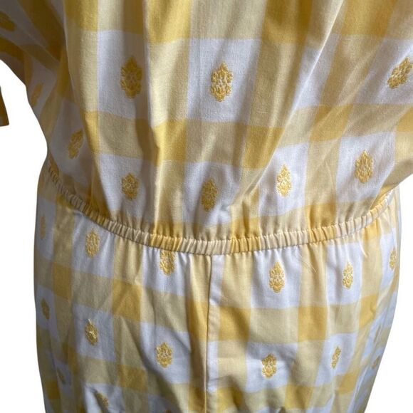Vtg Jerrell of Texas Womens Midi Dress 9/10 Retro Yellow Checkered Nostalgia - Picture 8 of 10